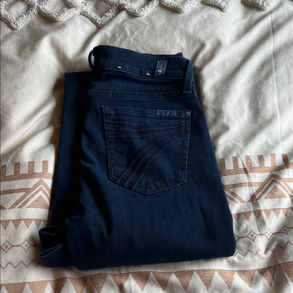 7 For All Mankind Women's Dark Blue Flare Jeans